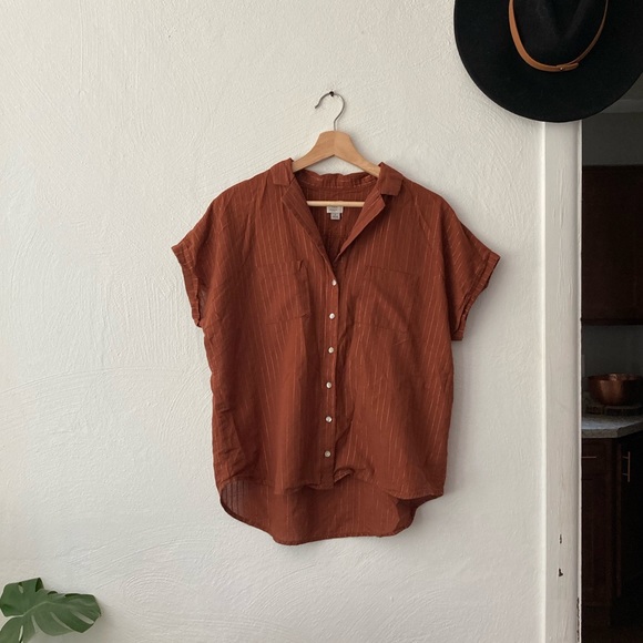 a new day Tops - Rust & Metallic Button Down